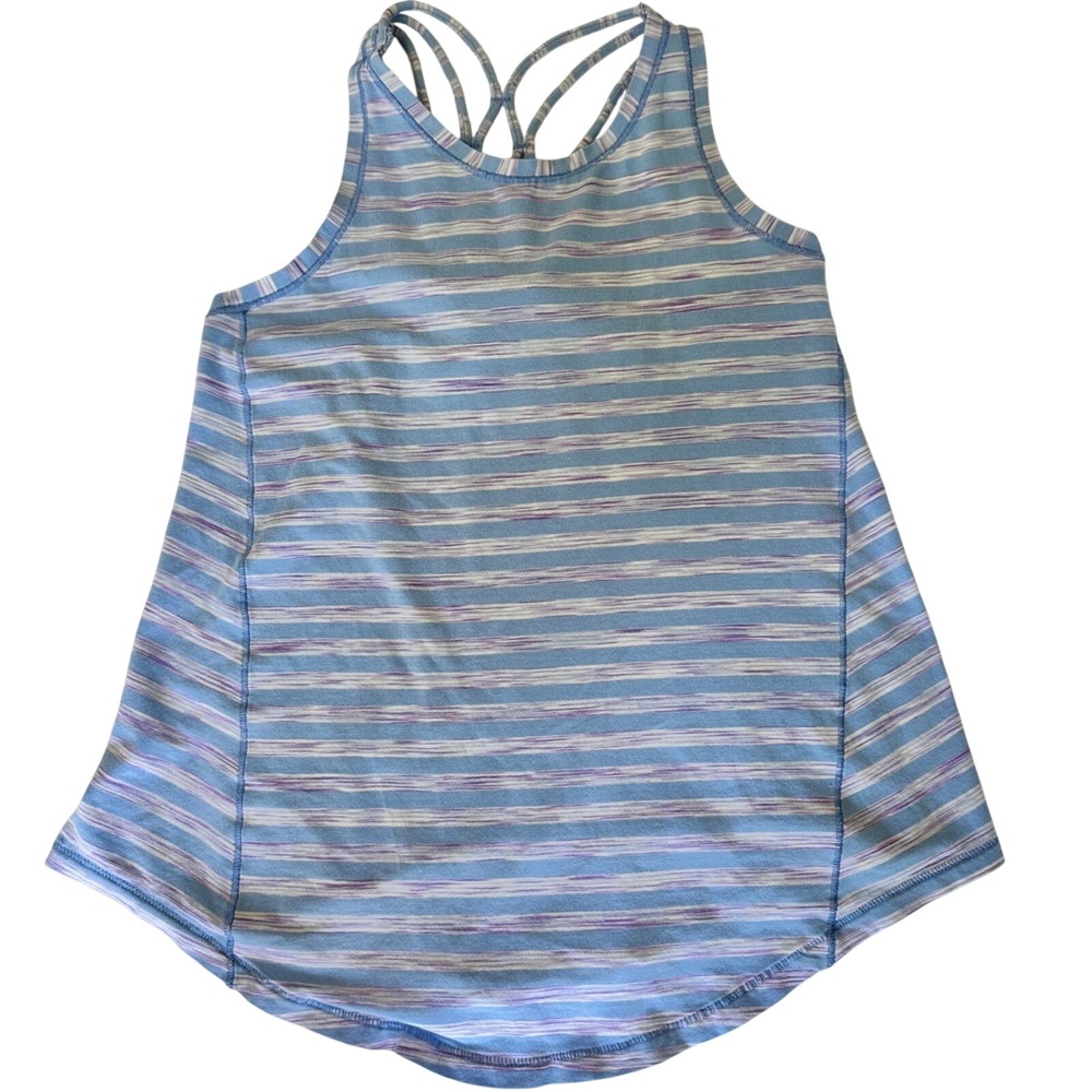 Ivivva Sleeveless Athletic Striped Top Cotton Blend Blue‎ Girls 7